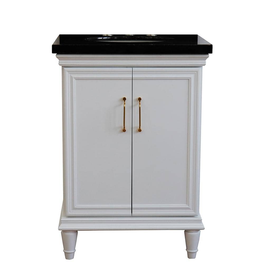 25 in. W x 22 in. D Single Bath Vanity in White with Granite Vanity Top in Black Galaxy with White Oval Basin price history on PriceWatchPro