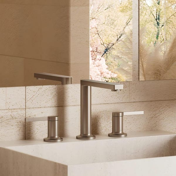 TINIAN 8 in. Widespread Double Handles Bathroom Faucet in Brushed Nickel Valve Included (1-Pack)