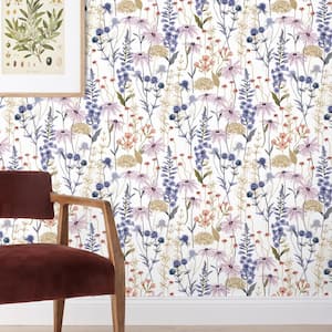 Florence Purple Multi Peel and Stick Wallpaper Panel (covers 26 sq. ft.)