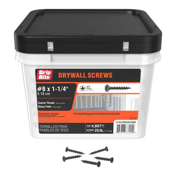 #8 x 1-1/4 in. #2 Phillips Bugle Head Coarse Thread Drywall Screws 25 lb. Bucket