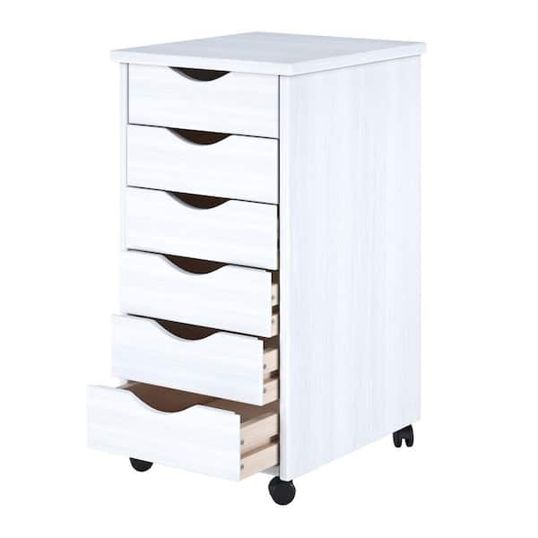 Rolling File Cabinet Wood Storage Cart With Wheels Mobile Filing 6 Drawer Home 