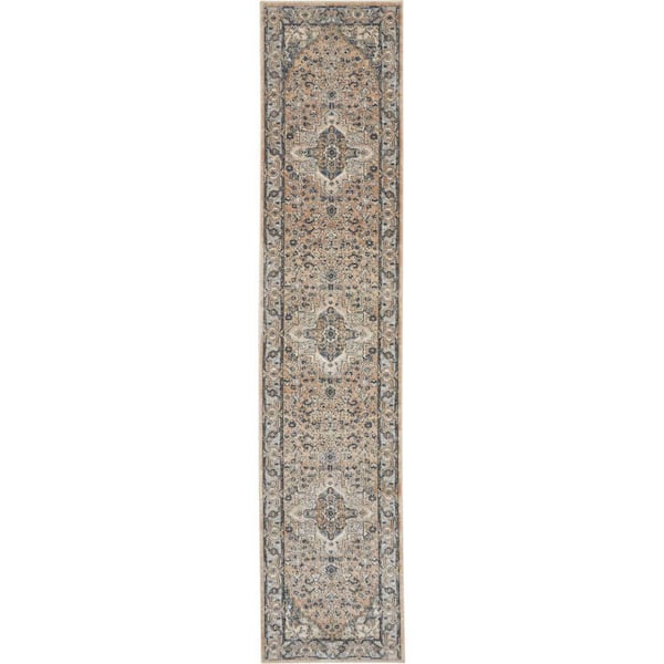 Nourison Concerto Beige/Grey 2 ft. x 12 ft. Center medallion Traditional Kitchen Runner Area Rug