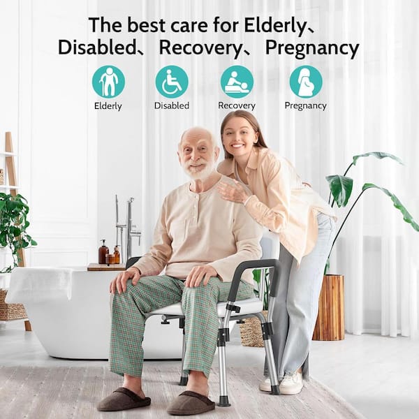 Adrinfly Aluminum Shower Chair for Elderly and Disabled