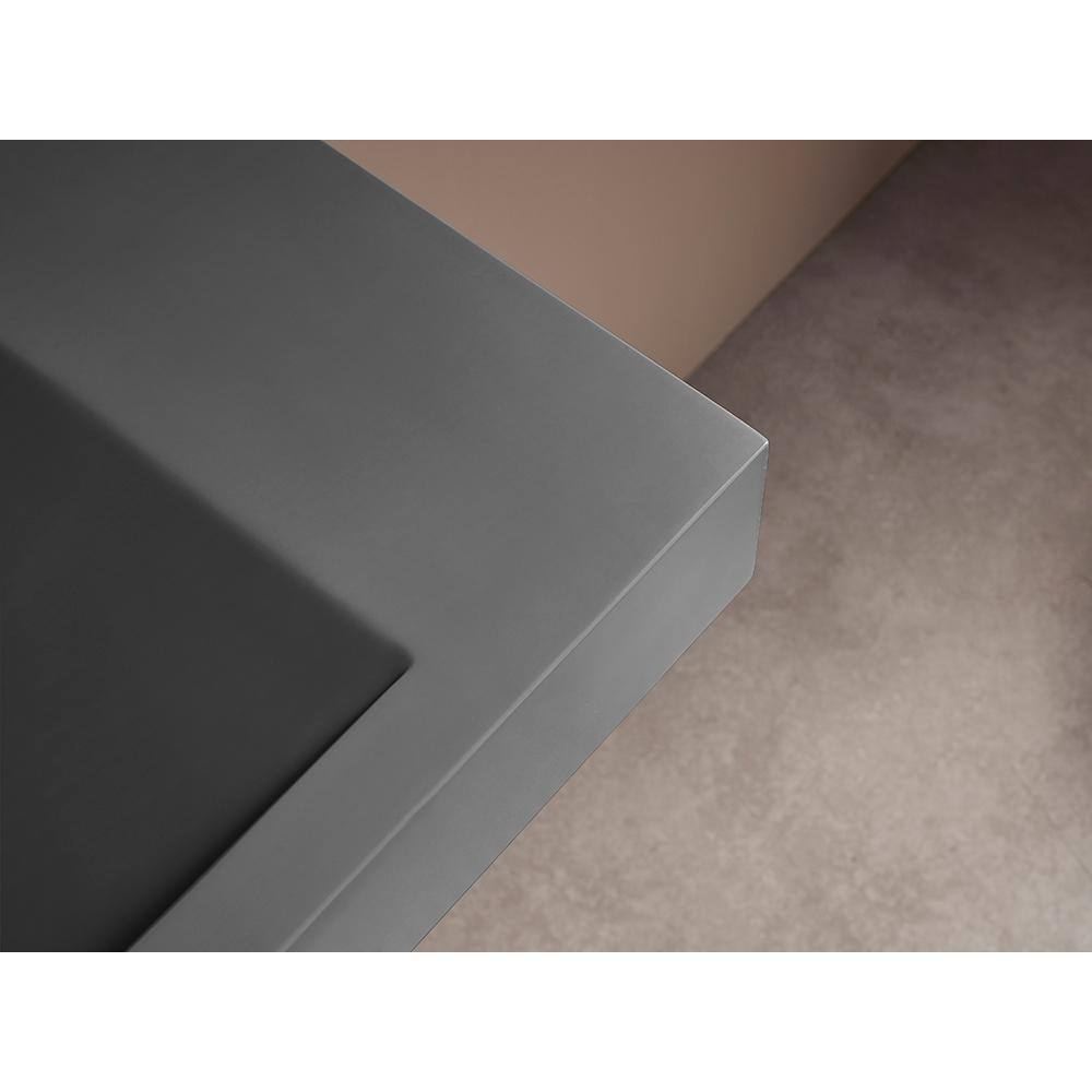 Gray Rectangular Wall-Mount Solid Surface Bathroom Sink
