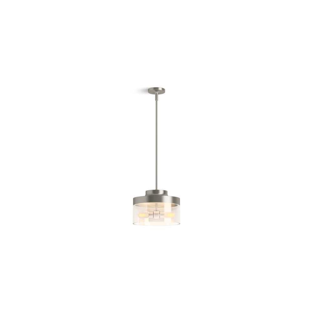 Brushed Nickel Glass Drum Island Pendant Light