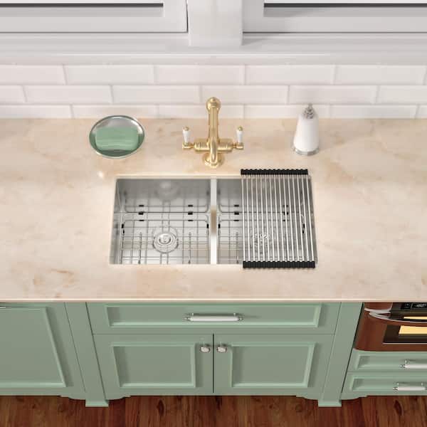 Sarlai 28 in. Undermount 50/50 Double Bowl Low-Divide 16