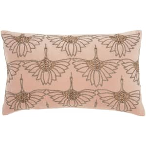 Sofia Blush Floral Handmade 12 in. x 20 in. Throw Pillow