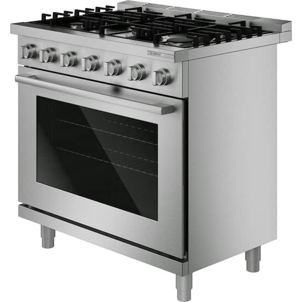 500 Series 36 in. 5.4 cu. ft. Industrial Pro Style Dual Fuel Range with 5-Burners in Stainless Steel