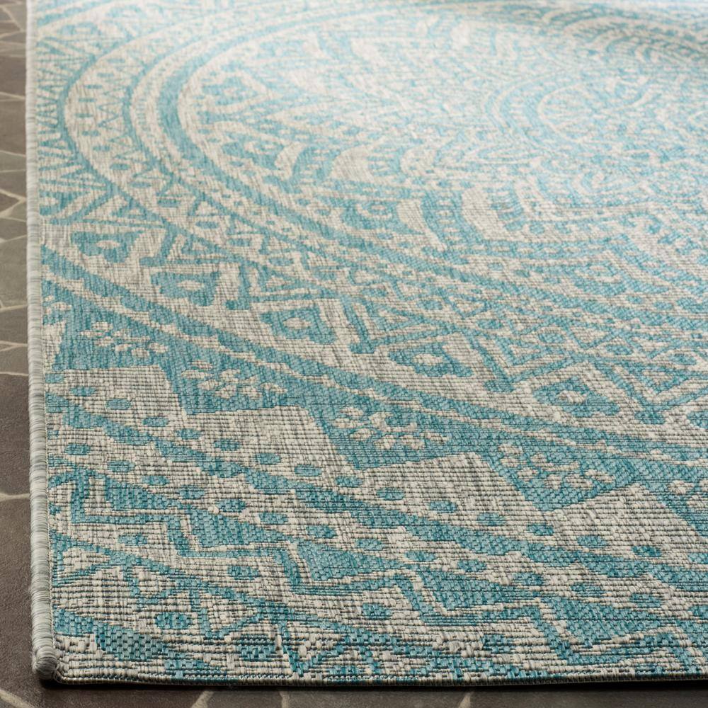 Light Gray/Aqua Flat Woven Reversible Synthetic Area Rug