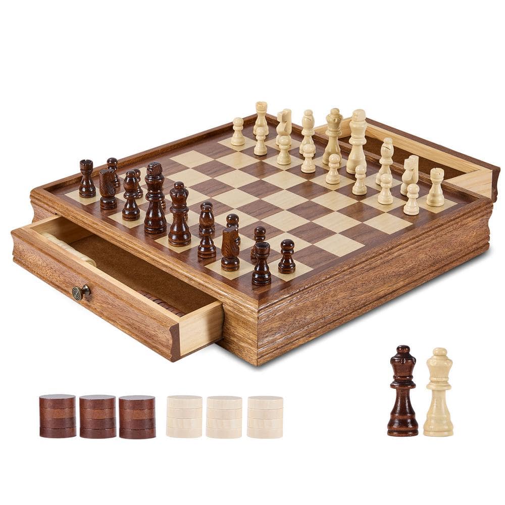 Vintage 2024 wooden game board case checkers chess