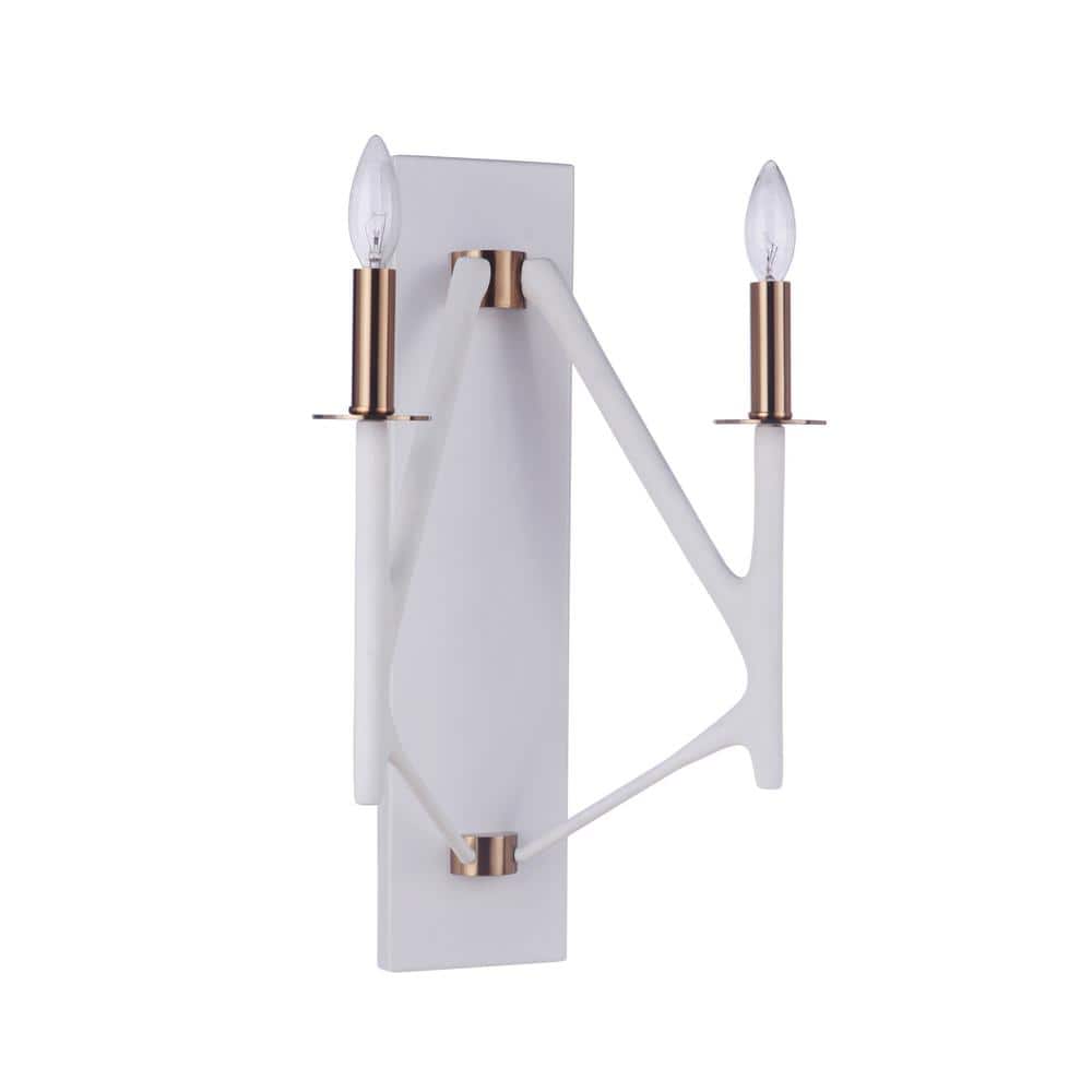The Reserve 20 in. 2 Light Matte White / Satin Brass Finish Wall Sconce price history on PriceWatchPro