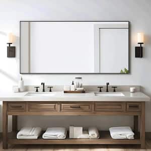34 in. W x 71 in. H Oversized Rectangle Metal Framed Modern Wall Bathroom Vanity Mirror in Black