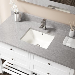 Undermount Porcelain Bathroom Sink in Bisque with Pop-Up Drain in Chrome