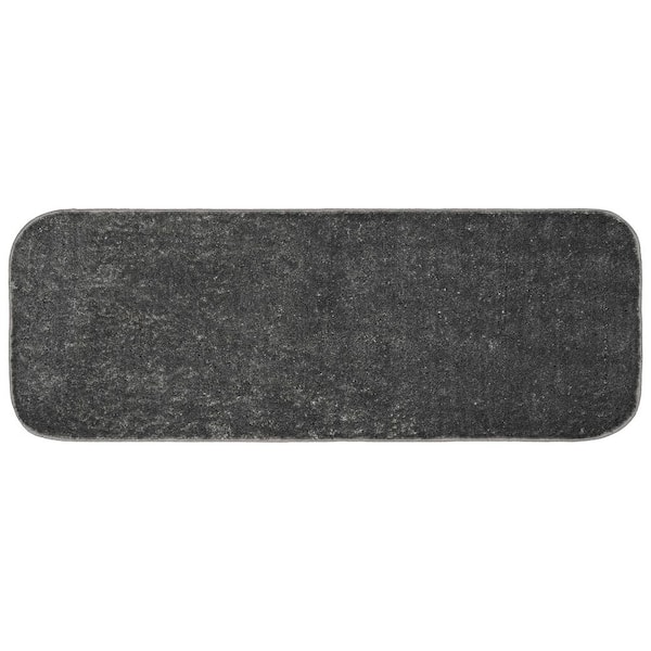 Sedona 22 in. x 60 in. Cinder Gray Solid Color Plush Polypropylene Rectangle Bath Rug