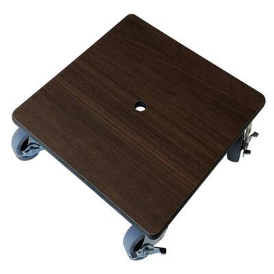 12 in. Heavy-Duty Square HPL Resin Wood Grain Plant Caddy with Metal Lockable Casters in Tosca
