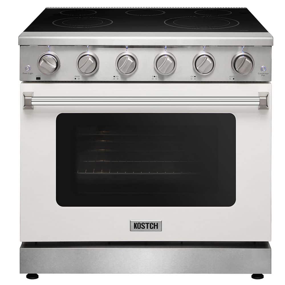 36 in. 5 Elements Freestanding Electric Range in Stainless Steel with 6.0 cu. ft. True Convection and White Oven Door price history on PriceWatchPro