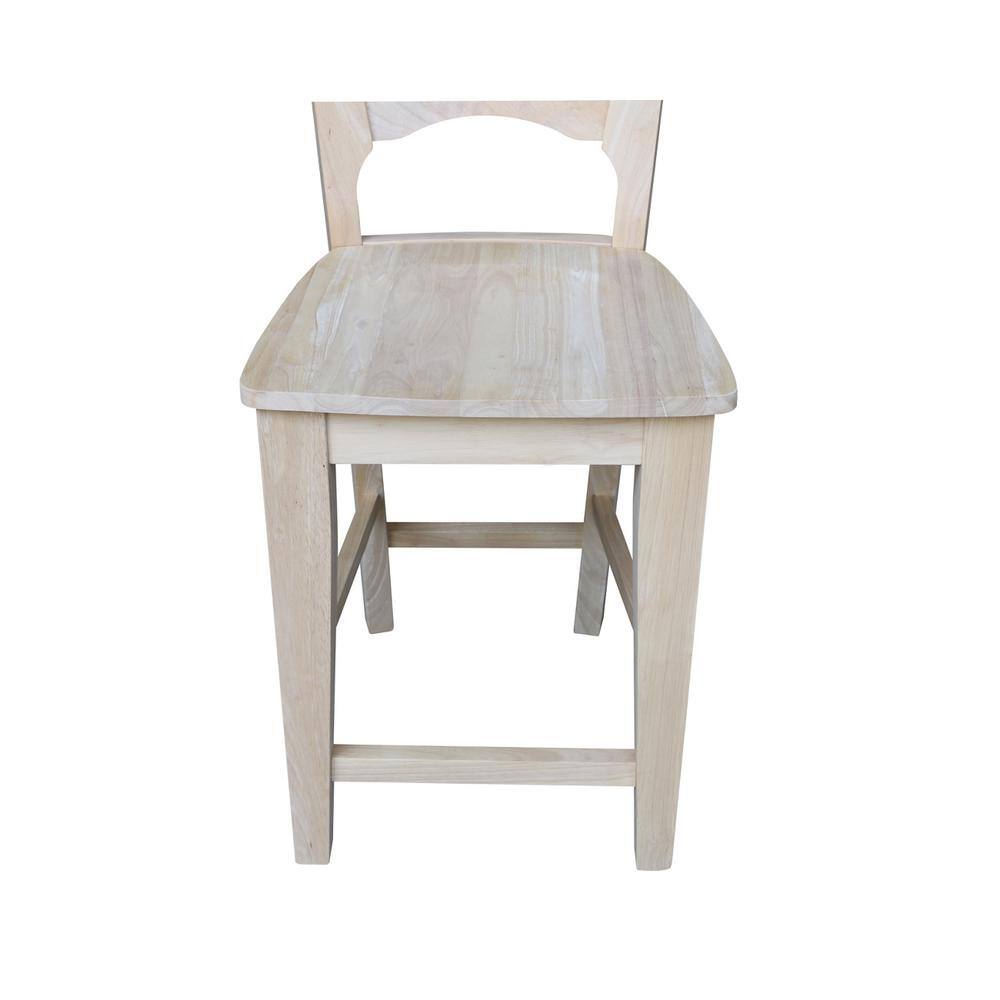 Rustic Farmhouse 24" Solid Wood Counter-Height Stool, Natural Finish