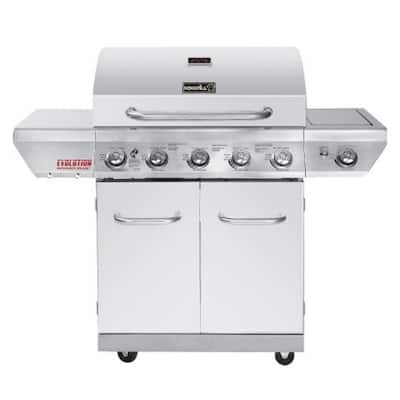 Evolution 5-Burner Propane Gas Grill in Stainless Steel with Side Burner and Infrared Technology