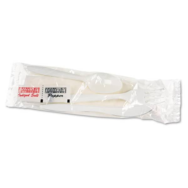 NAPKIN SALT,PEPPER-Plastic Ware Spoon-fork Cutlery Lot SPORK KNIFE 100 SETS