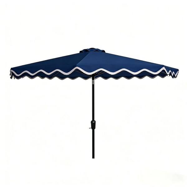 10 ft. Miro Market Outdoor Patio Umbrella in Dark Blue with Crank Lift System for Garden Beach Patio (without Base)