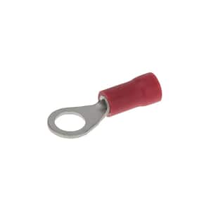 22-18 AWG Vinyl Insulated Ring Terminal #10 Stud, Red (100-Pack)