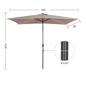 10 ft. x 7 ft. Aluminum Market Solar Lighted Patio Umbrella in Sand