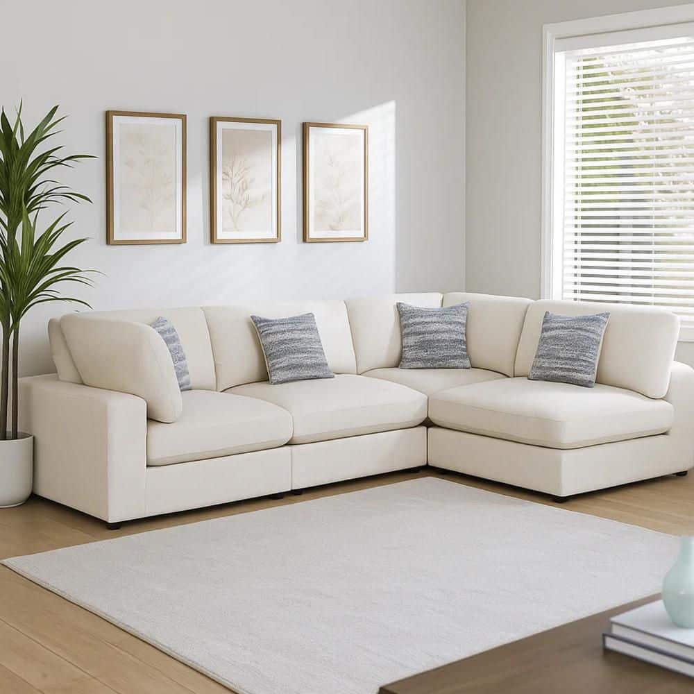 Serena 79 in. Square Arms 4-Piece Fabric Modular Sectional Sofa in. Beige price history on PriceWatchPro