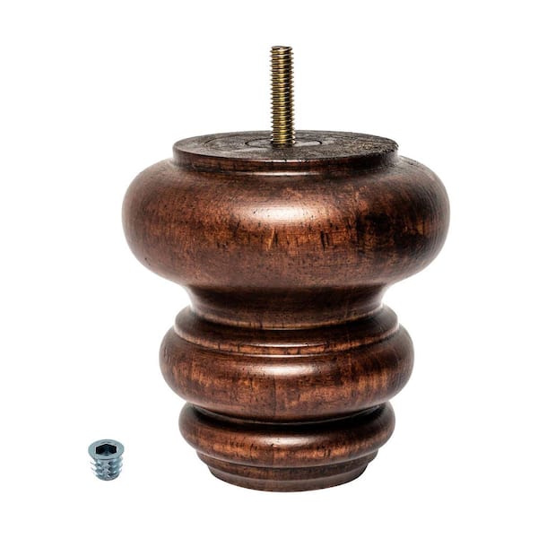 American Pro Decor 4 in. x 4 in. Stained Cherry Solid Hardwood Round Bun Foot