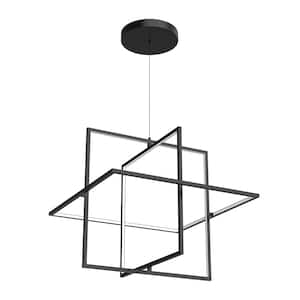 Mondrian 28 in. 1 Light 120-Watt Black Integrated LED Pendant Light