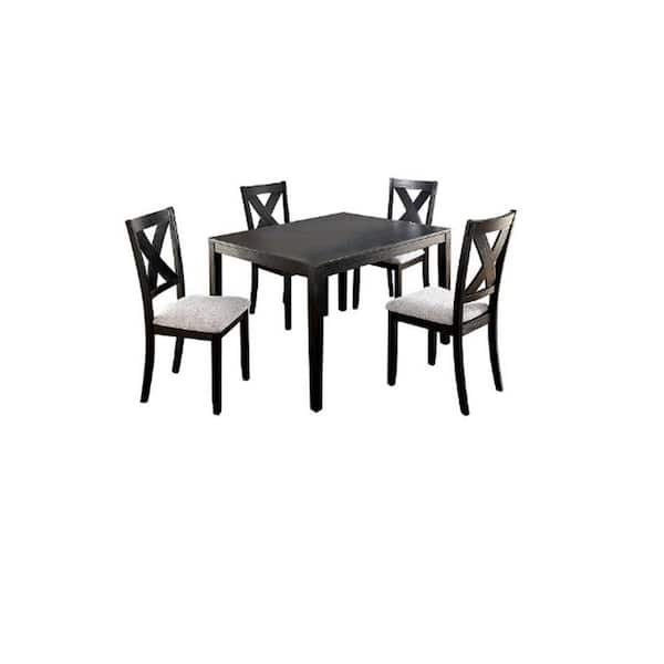 Venetian Worldwide Glenham 48 In Rectangular Brushed Black 5 PC Dining   Light Brown Venetian Worldwide Dining Room Sets Vf Cm3175t 5pk 64 600 