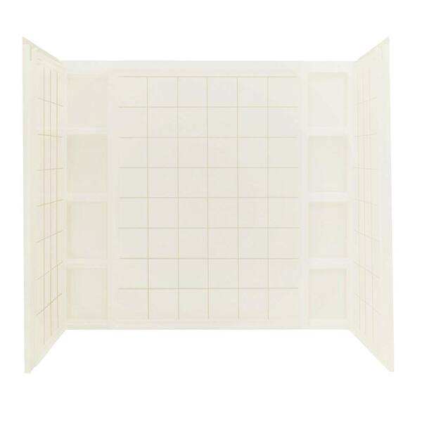 STERLING Ensemble 42 in. x 60 in. x 54.25 in. 3-Piece Direct-to-Stud Alcove Tub Surround in Biscuit