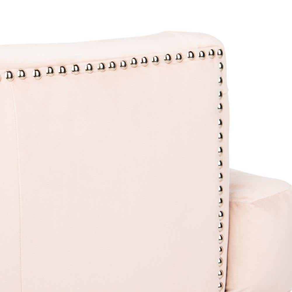 Blush Pink Velvet Contemporary Arm Chair with White Washed Birch Legs