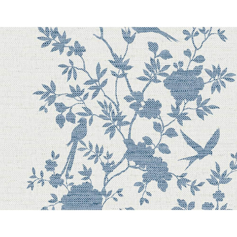 60.75 sq. ft. Coastal Haven Denim Blue Aloha Bird Trail Embossed Vinyl Unpasted Wallpaper Roll price history on PriceWatchPro