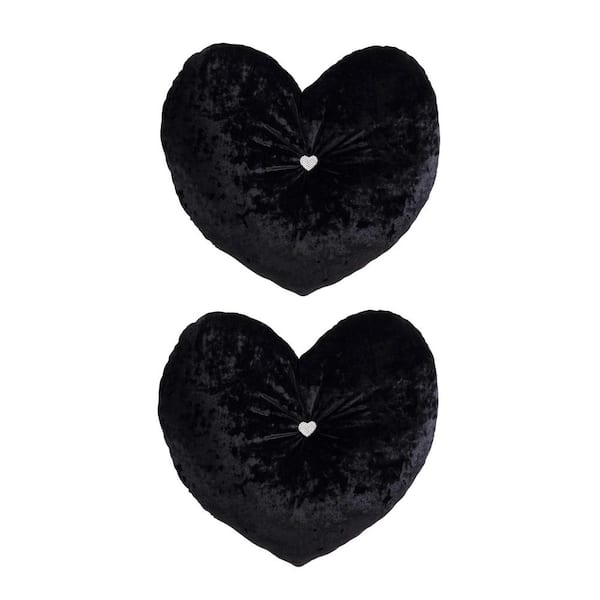 BETSEY JOHNSON Velvet Heart Black 1-Piece Plush Fleece Decorative