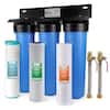 3-Stage Whole House Water Filtration System w/ 3/4 in. Push-Fit Stainless  Steel Hose Connectors and Ball Valve