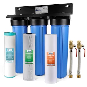 3-Stage Whole House Water Filtration System with Iron and Manganese Reducing Filter and 3/4 in. Push-Fit Hose Connectors