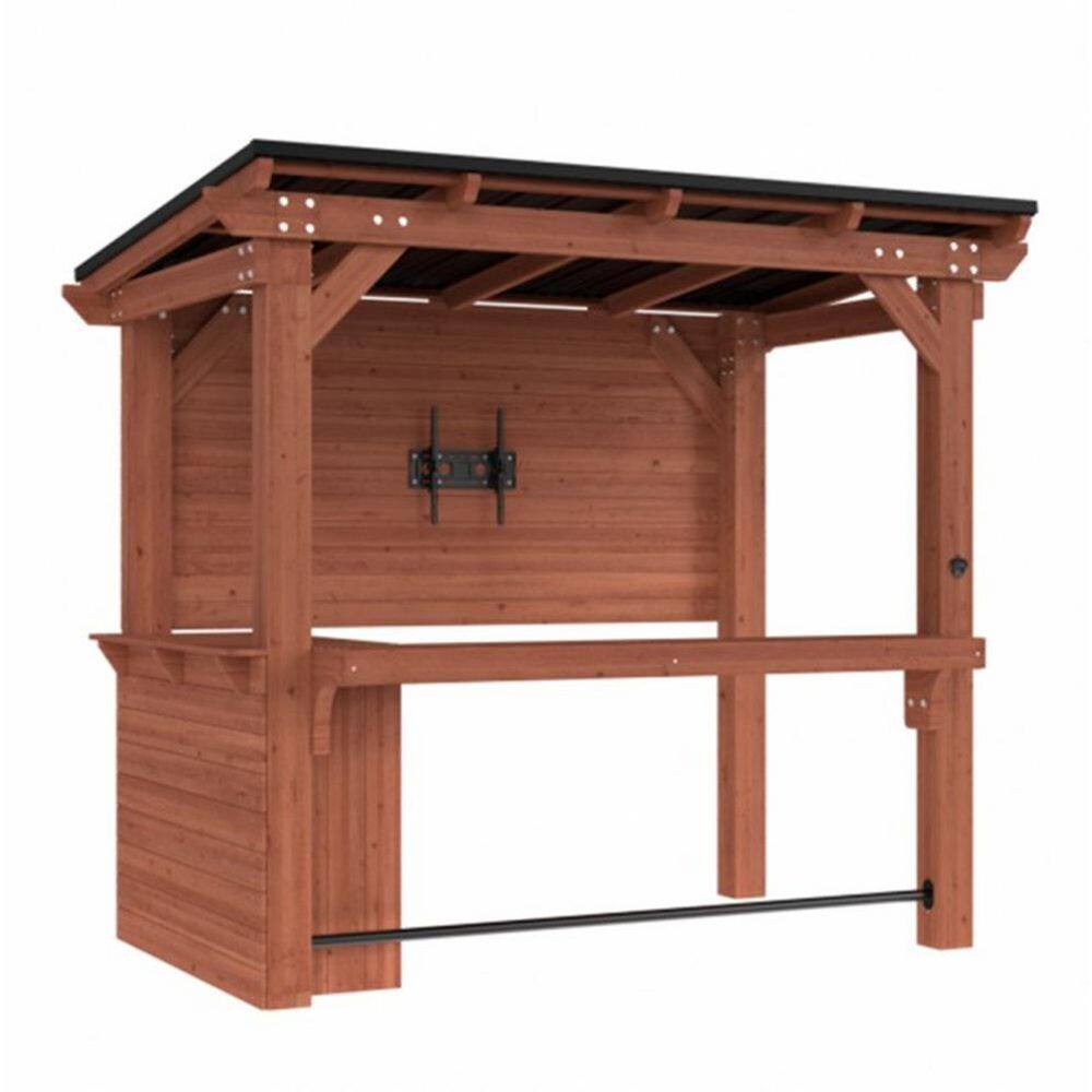 7 ft. x 8 ft. Fir Cedar Gazebo Patio Pergola Outdoor Bar Set with Shelves price history on PriceWatchPro