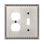 Antiquity 2 Gang 1-Toggle and 1-Duplex Metal Wall Plate - Antique Nickel