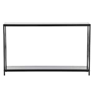 47.24 in. Standard Rectangle Black MDF Wood Console Table with Shelves