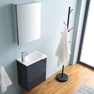 Valencia 20 in. W Wall Hung Vanity in Dark Slate Gray with Acrylic Vanity Top in White with White Basin,Medicine Cabinet