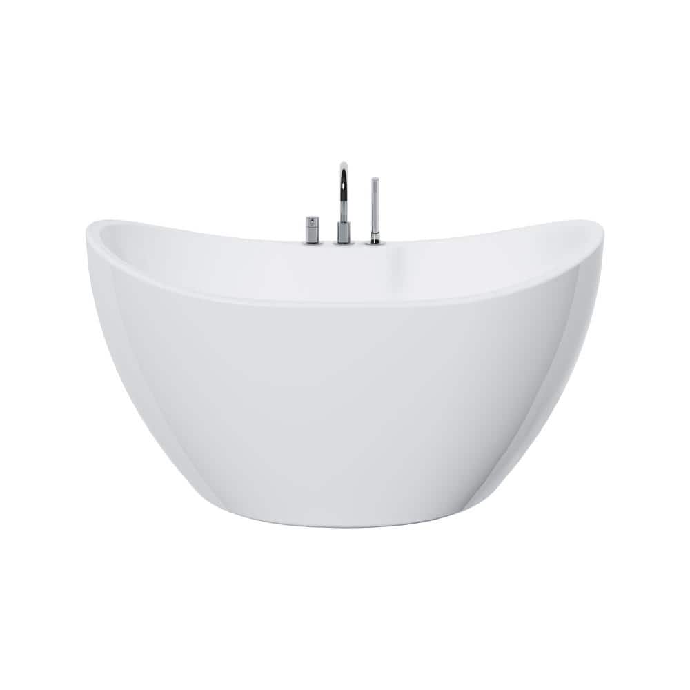 A E Turin 55 1 8 In Acrylic Flatbottom Freestanding Bathtub In White 240217 The Home Depot