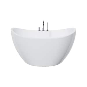 Turin 55-1/8 in. Acrylic Flatbottom Freestanding Bathtub in White