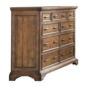 64 in. Brown 9-Drawer Wooden Dresser Without Mirror