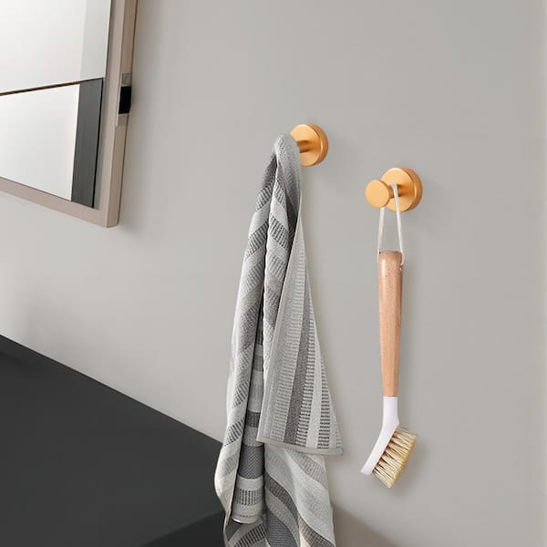Round knob Bathroom Robe/Towel Hook in Brushed Gold (2-Pack)