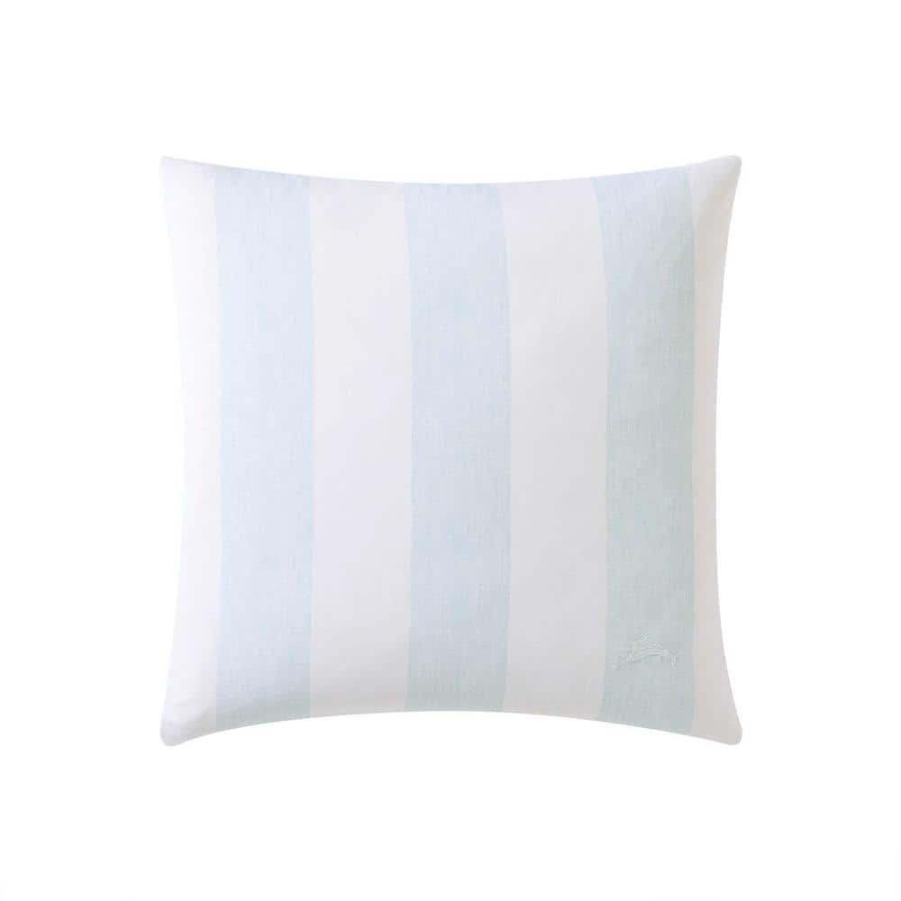 Blue and White Striped Cotton Throw Pillow, 20" x 20"