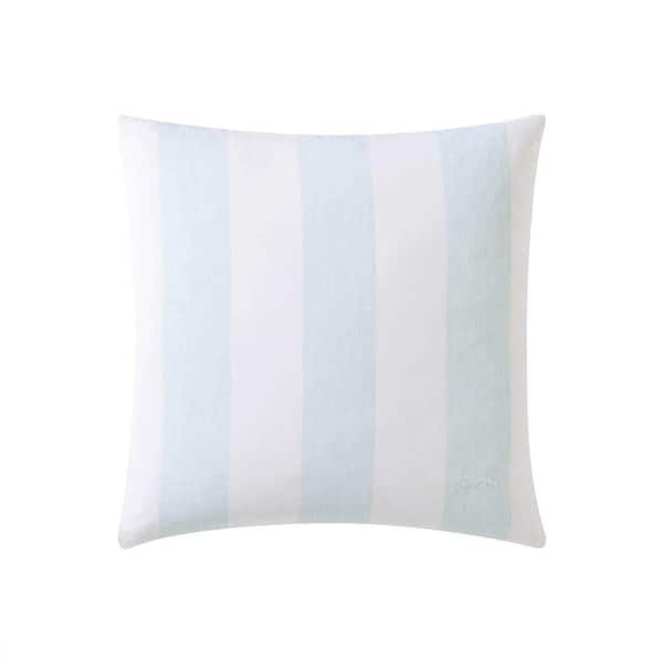 Awning Stripe 1-Piece Blue 100% Cotton Square 20x20 Throw Pillow