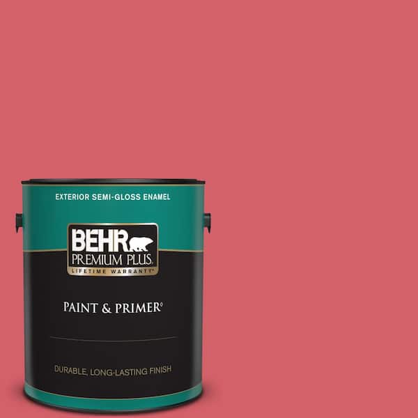 BEHR PREMIUM PLUS 1 gal. #140B-6 Italiano Rose Semi-Gloss Enamel Exterior Paint & Primer