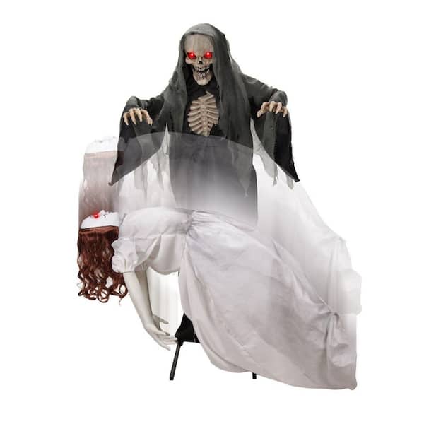 5.6 ft. LED Floating Lady with Magic Reaper Halloween Animatronic