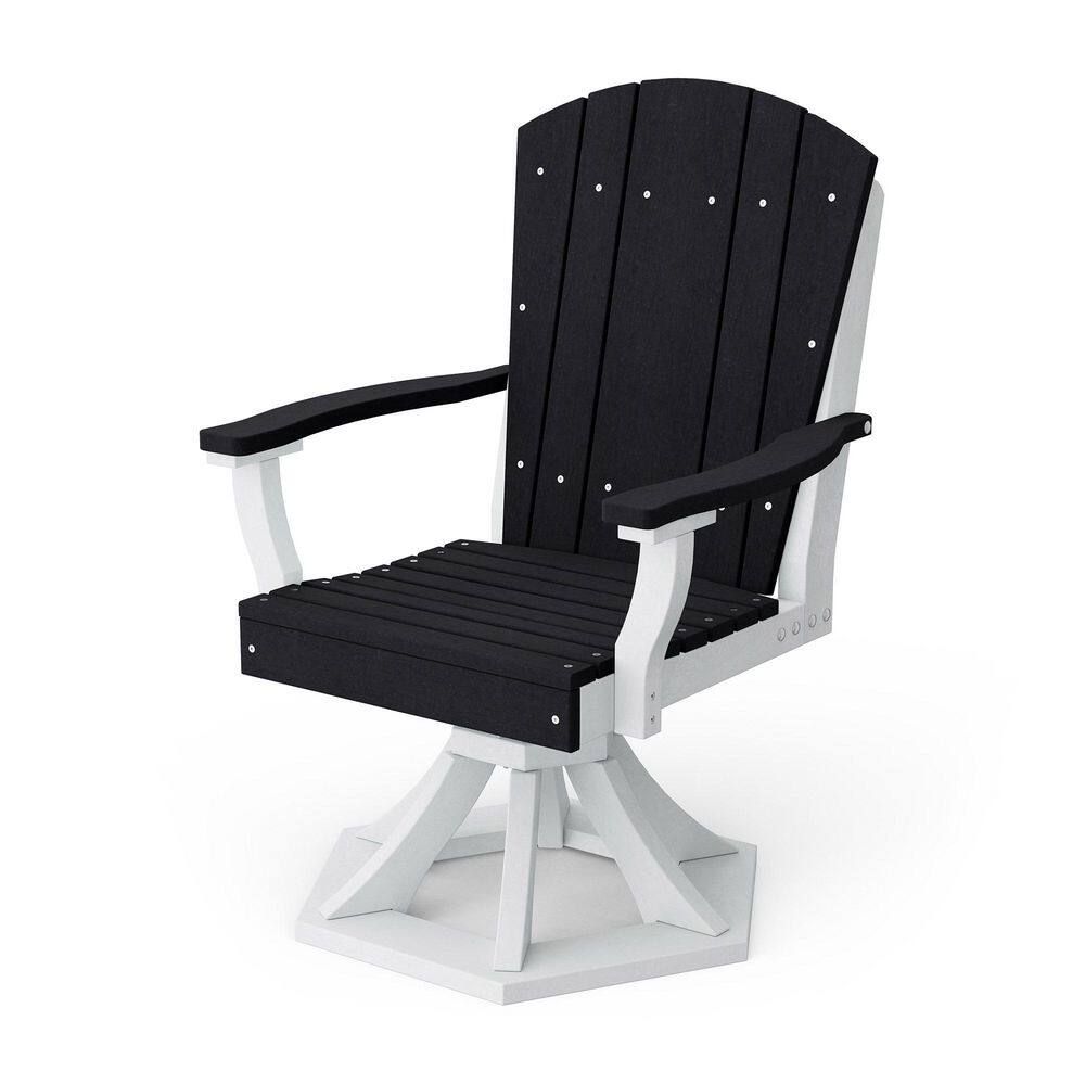 Heritage Black and White HDPE Plastic Outdoor Swivel Dining Arm Chair price history on PriceWatchPro