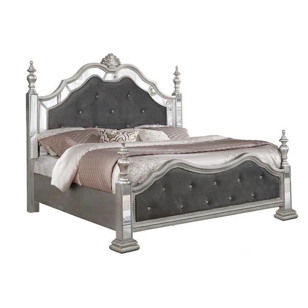 Best Quality Furniture Bonita Grey California King Panel Bed Frame